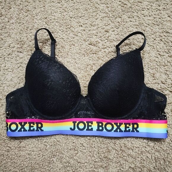 Joe Boxer Women's Black and Pink Lace Push-up Bra Set -J - Picture 2 of 7